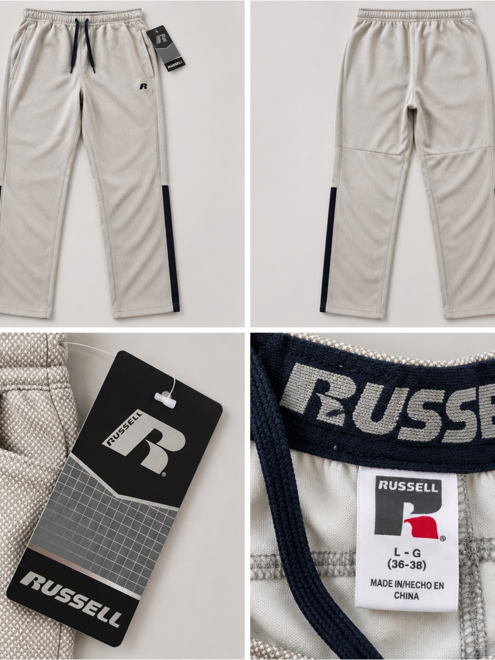 Russell Athletic Beige Joggers with Navy Trim